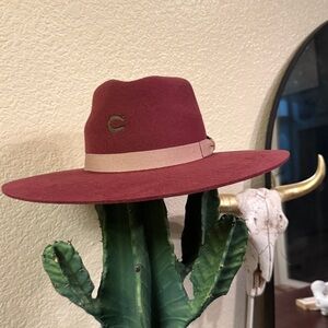 Charlie 1 Horse “The Highway” Elegant Burgundy Wide-Brim Hat- Size Medium